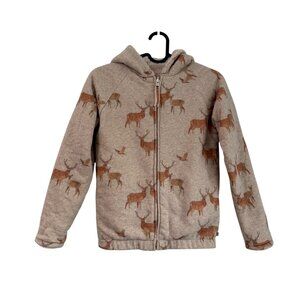 Arsene et Les Pipelettes Tan Deer Stag Reversible Sherpa Full Zip Hoodie 10